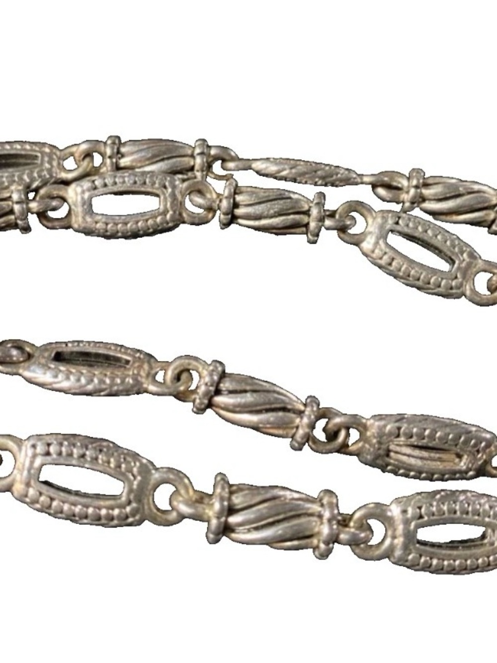 Vintage Premier Designs Silver Tone Detailed Open Link / Twisted Barrel Necklace - Picture 6 of 8